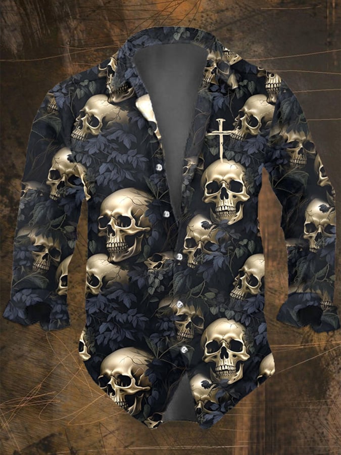 Halloween Men's Dark Skull Pri - Vintage Hawaiian Floral Shirt recensione e prezzo