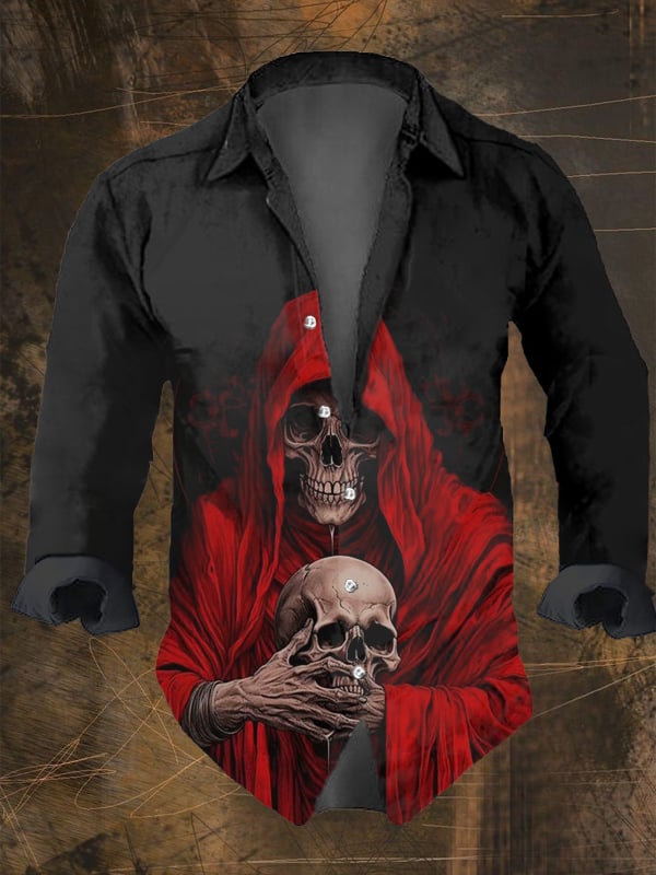 Halloween Men's Dark Skull Pri - Vintage Hawaiian Floral Shirt recensione e prezzo