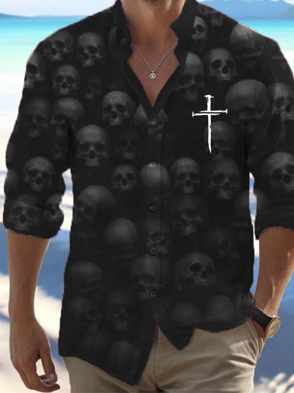 Halloween Men's Dark Skull Pri - Vintage Hawaiian Floral Shirt recensione e prezzo