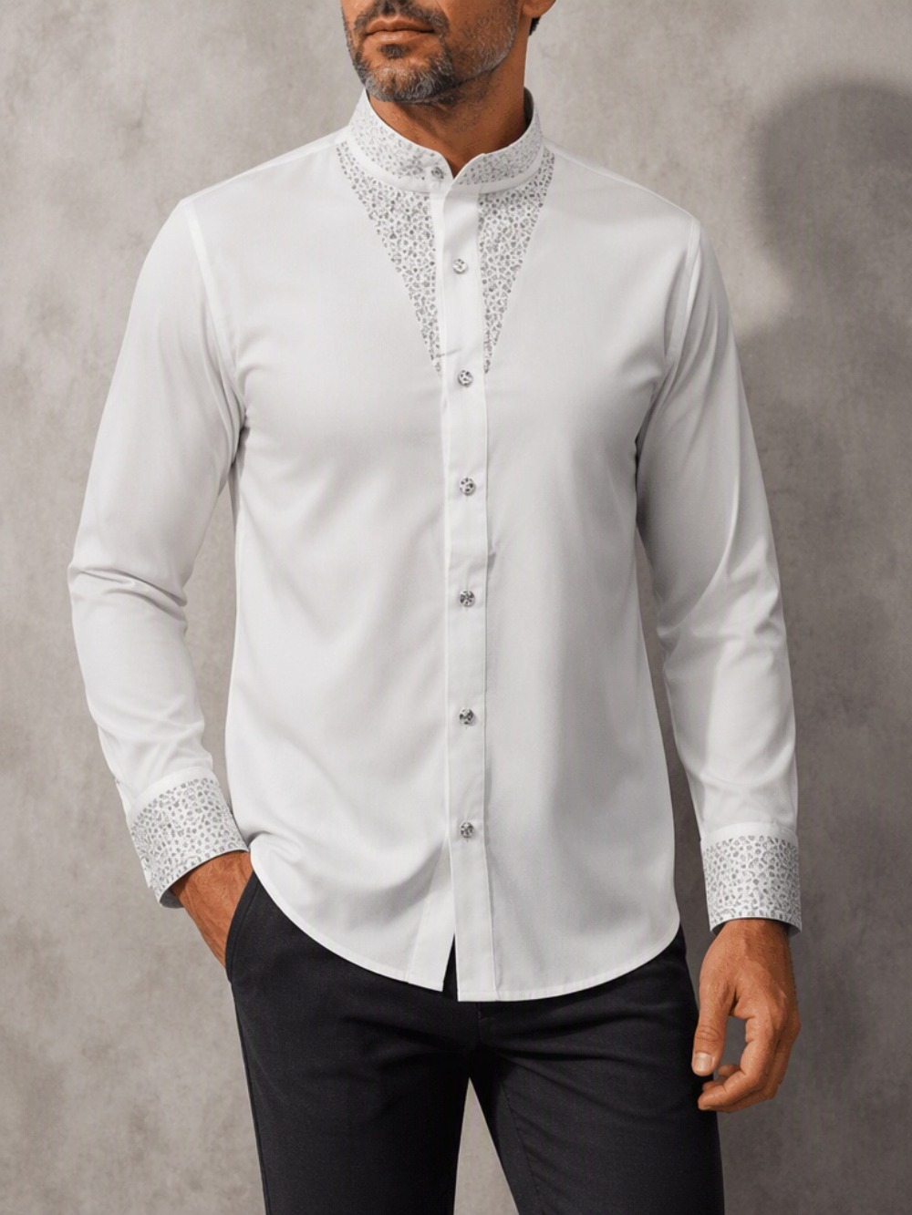 Camicia da uomo elegante e cas - Mandarin Collar Formal Shirt Slim Fit recensione e prezzo